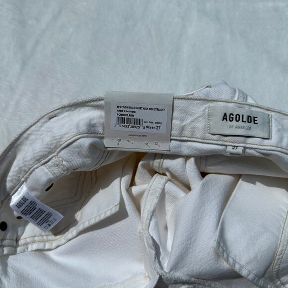 AGOLDE 90's Pinch Waist High Rise Cutoff Jean Shorts Porcelain White Size 27 - Picture 13 of 14